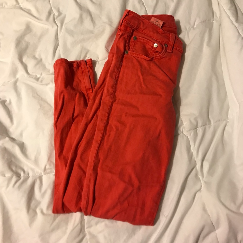 Rag & Bone Red Pants, Zipper at Ankle